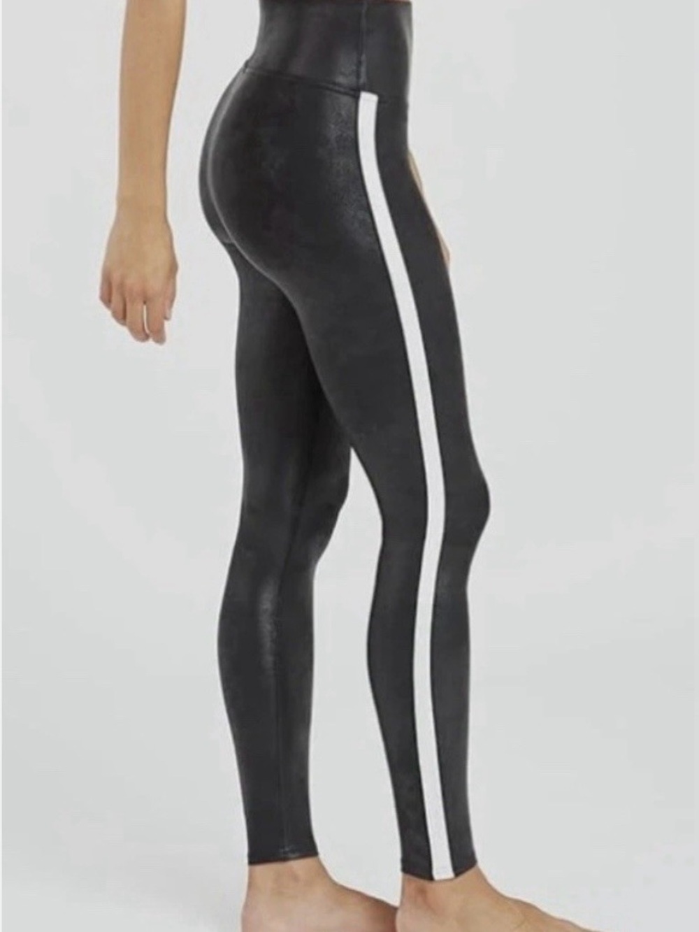 Spanx Women's Faux Leather Ankle Legging Size XL Striped Black & White